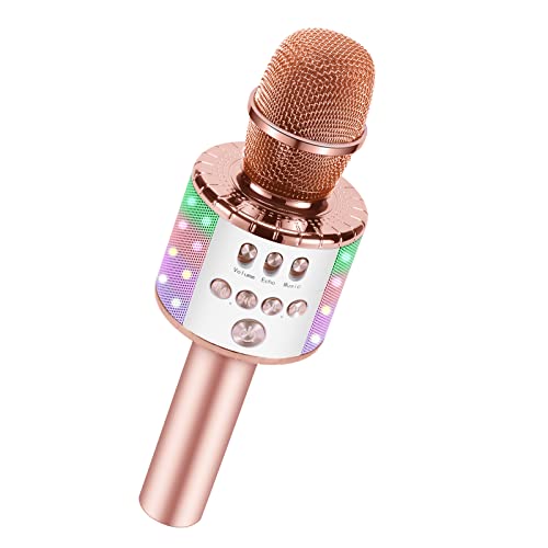 Microphone for Kids, Kussla Wireless Bluetooth Microphone with LED Lights Karaoke Machine for Kids, Girls Boys Toy and Gift for 2, 3, 4, 5, 6+ Years Old