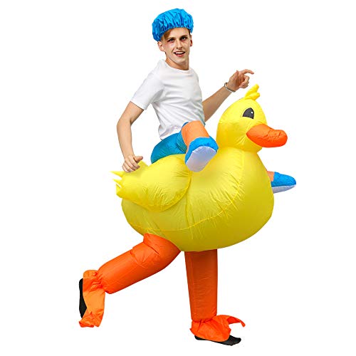 JASHKE Inflatable Costume Yellow Duck Costume Ride Costume for Adult