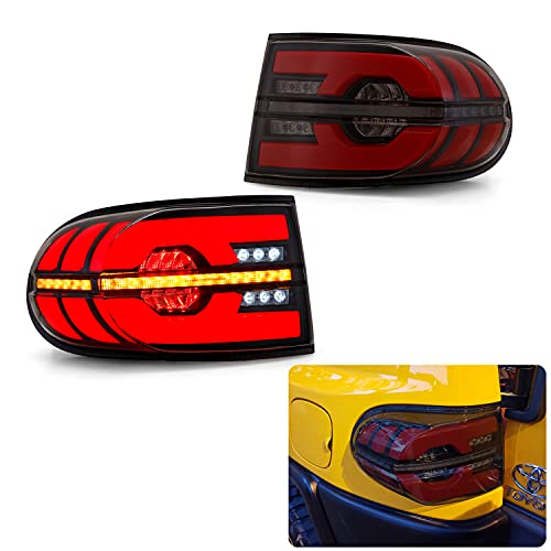 LED Tail Lights For Toyota FJ Cruiser 2007-2014 Start-up Animation DRL Sequential Indicator Rear Lamp Assembly (smoke)