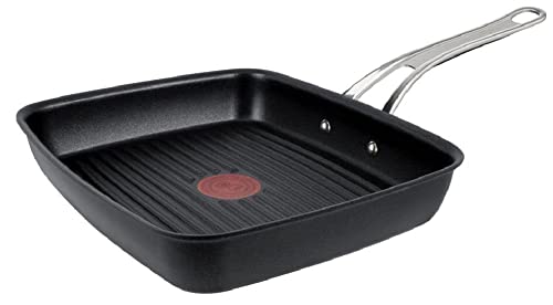 Tefal E2454144 Jamie Oliver Cooks Classics Grill Pan Non-Stick, Oven-Safe, Induction, Riveted Handle, Hard Anodised Aluminium,Black, 27cm x 23cm