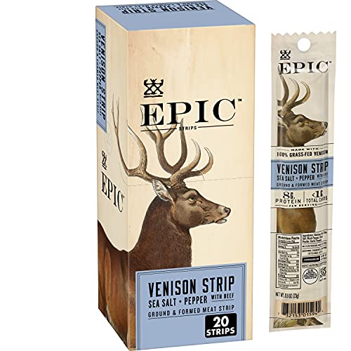 Epic Provisions Venison and Beef Strips Keto Friendly, Whole30, 20 ct, 0.8 oz Strips