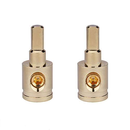 1/0 Gauge to 4 Gauge Wire Reducer 2pcs Car Audio Amp Input Reducer Adapter Brass with Gold Plated