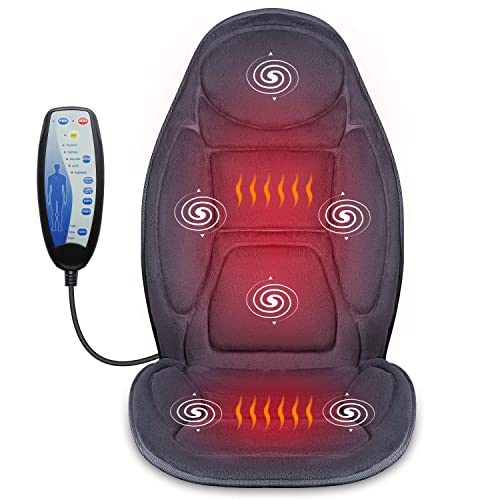 Snailax Vibration Massage Seat Cushion, Back Massager for Chair with Heat, 6 Vibrating Motors and 2 Heat Levels, Massage Chair Pad for Home Office use, Christmas Gifts for Men, Women