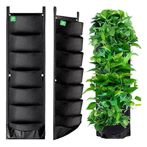 MEIWO Transform Your Space Upgraded Hanging Planters - One Pack of 7-Pocket Vertical Garden Wall Planters for Indoor and Outdoor Use - Perfect for Balconies, Yards, and Home Decor