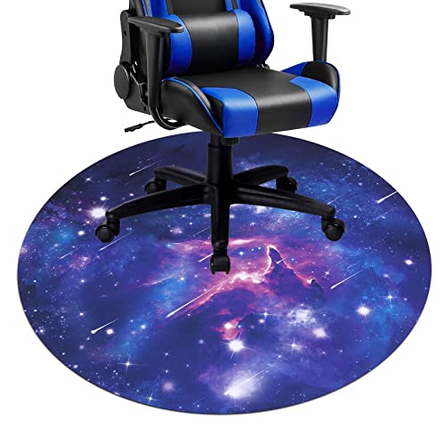 HiiARug Chair Mat for Hardwood Floor Anti-Slip Office Chair Mat for Carpet Desk Chair Mat Computer Chair Mat Floor Protector for Office Gaming Room (Round 47", Blue)