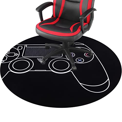 Ileading Gaming Chair Mat, Chair Mat for Hardwood Floor, 47 Inch Round Floor Mats for Office Chair Computer, Gaming Desk Mat for Rolling Chair, Non-Slip Gaming Rug (PS)