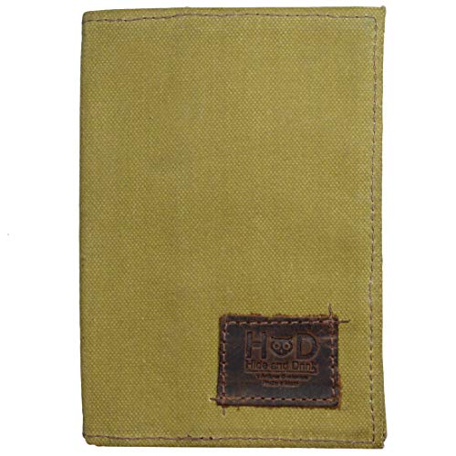 Hide & Drink, Waxed Canvas Field Notes Cover, Wallet Case (3.5 x 5.5 in.) Journal Cover with Pencil Paper & Cards Slot, Travelers Pocket Notebook Handmade (Honey Bourbon)