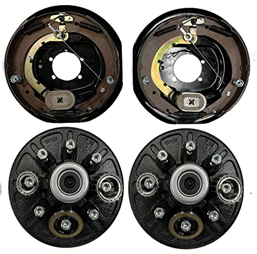 M-parts M Parts Electric Trailer Brake Kit 12x2 Self Adjusting Electric Trailer Brakes, 7,000 lb Trailer Axle, 8 on 6.5 Drum Trailer B