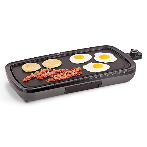 Dash Everyday Nonstick Electric Griddle for Pancakes, Burgers, Quesadillas, Eggs & other on the go Breakfast, Lunch & Snacks with Drip Tray + Included Recipe Book, 20in, 1500-Watt - Grey