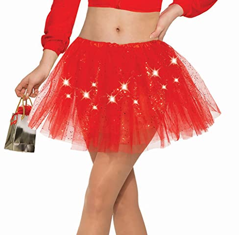 Forum Novelties womens Light-up Tutu Skirt With Glitter Costume Bottoms, Red, One Size US