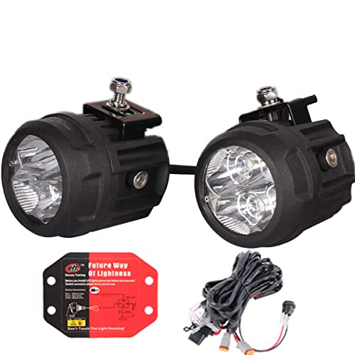 HOUSE TUNING LED Spot Light Kit - 2 Pack, 3 inch Round LED Accessory Lights with Wiring Harness,LED Fog Light for Utv ATV Motorcycle Trucks Off Road (White Beam)