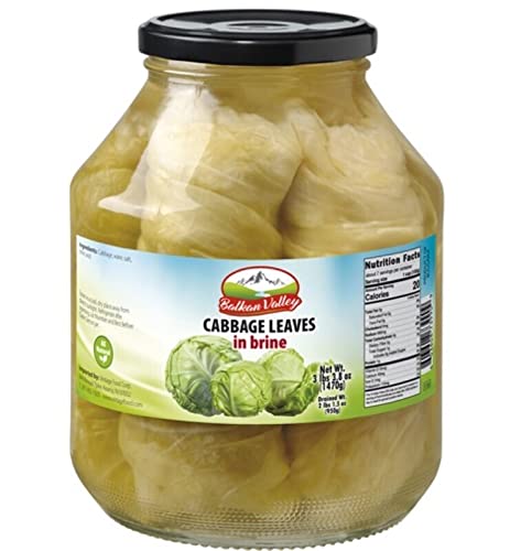 Balkan Valley Cabbage Leaves 1470gr in Brine Glass - Halal- Product of Bulgaria