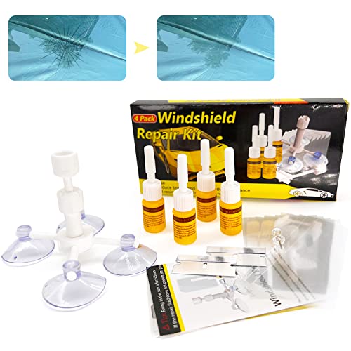 ARRIONO Windshield Crack Repair Kit, Automotive Windshield Repair Fluid, Car Window Repair Tool with 4 Bottles of Resin, Fix Glass Windshield for Fixing Chips, Cracks, Bulls-Eye and Star-Shaped Crack