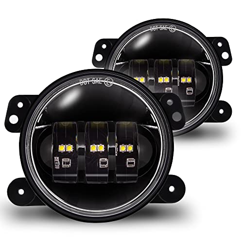 TRUE MODS 4-inch 60W LED Fog Lights Compatible w/Jeep Wrangler JK Unlimited JKU Front Bumper Accessories 2007-2018 Round Driving Lights