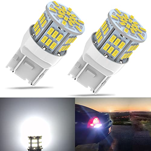 Melphan-Auto 7443 Led Car Bulb, 12V-24V 7443 7440 T20 LED Replacement Light Bulb for Car Brake Tail Running Parking Backup Light, 54SMD White light, 2PCS