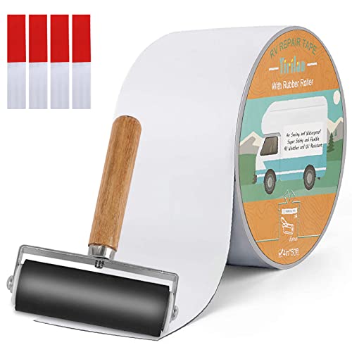 Yirilan RV Roof Sealant Tape - 4 Inch x 50 Feet White Roof Patch for Camper Roof Repair,UV-Resistant and Weatherproof