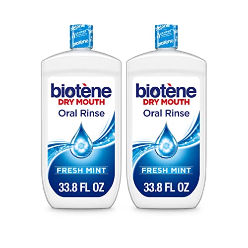 Biotene Oral Rinse Mouthwash for Dry Mouth, Breath Freshener and Dry Mouth Treatment, Fresh Mint - 2x33.8 fl oz