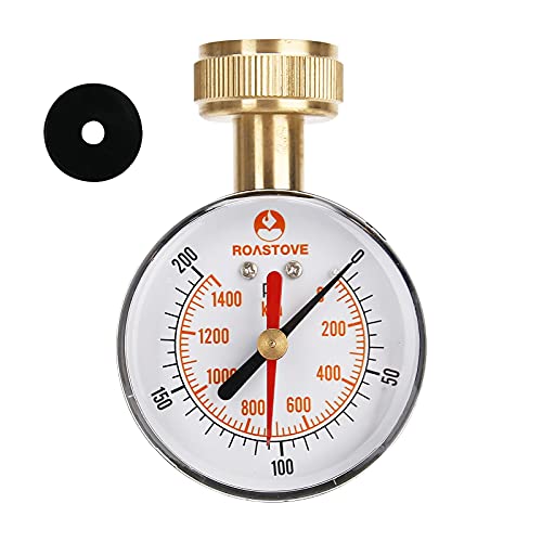 Roastove 2-1/2" Water Pressure Test Gauge,House Water Pressure Gauge,Garden Hose Pressure Gauge, 3/4" Female Hose Thread, 0-200 psi/kpa with Red Drag Pointer