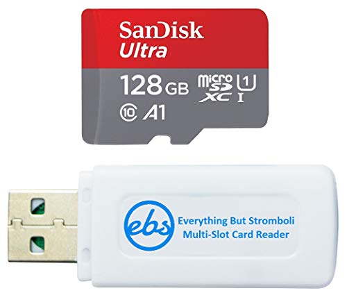 SanDisk 128GB Micro SDXC Ultra Memory Card for Switch OLED Model Nintendo Gaming System (SDSQUA4-128G-GN6MN) Class 10 UHS-1 Bundle with (1) Everything But Stromboli SD & MicroSD Memory Card Reader