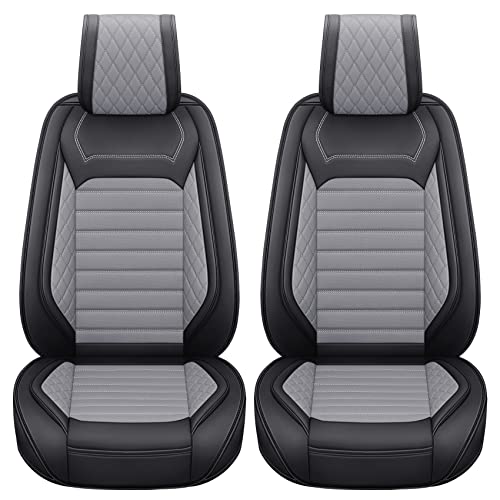 Aierxuan Front Driver Seat Covers for Cars Universal Fit for Honda Toyota Hyundai Elantra Jeep Wrangler Liberty Acura Mitsubishi Outlander Nissan Lexus VW Jetta Passat (2PCS Front,Black-Grey)