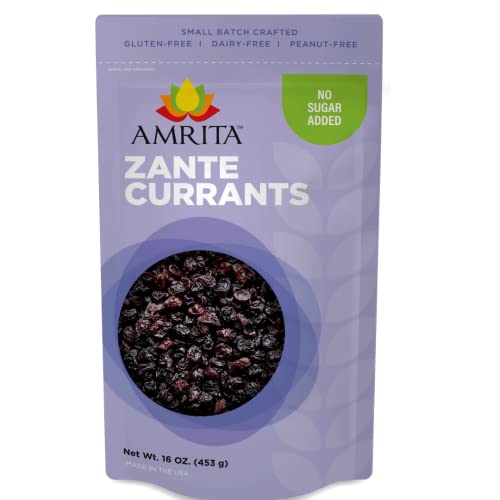 Amrita Zante Black Currant 1 lb | No Added Sugar, Naturally Sweet, Gluten Free Dried Fruit | Packed Fresh in Resealable Bags | Dried Currants, Vegan Snacks, Healthy Snacks