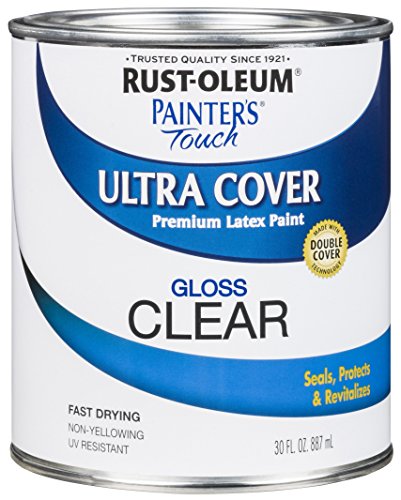 Rust-Oleum 242057 Painter's Touch Latex Paint, Quart, Gloss Clear,1 Quarts (Pack of 1)