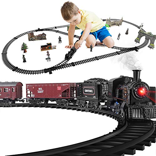 Baby Home Metal Alloy Model Train Set, Electric Train Toy for Boys Girls, with Realistic Train SoundLights and Smoke, Gifts for 3 4 5 6 7 8+ Year Old Kids