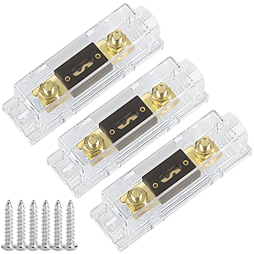 Hamolar 3 Pack 300 AMP ANL Fuse Holder Block 0/2/4/8 Gauge AWG Car Audio 300A 1/0 Zero Gauge Fuses with Box