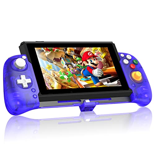 Retroflag Switch Handheld Controller, [No Drifting] Split Pad Pro Controller with Hall Effect Joystick, One-Piece Joypad Compatible with Switch LCD/Switch OLED, Motion Control (Transparent Purple)