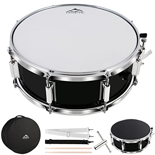 EASTROCK Snare Drum 14x5.5inch for Students,Beginners with Gig Bag, Sticks, Drum Keys,Frosted Material Drum Skin,Black