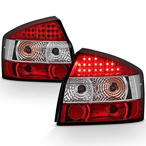 ACANII - For 2002-2005 Audi A4 S4 4-Door Sedan Lumileds LED Red Clear Tail Lights Driver & Passenger Side