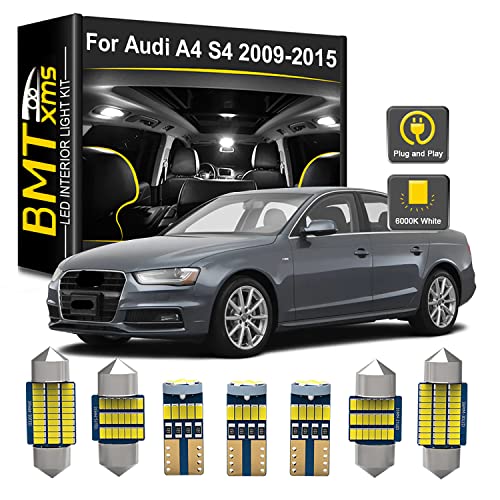 BMT xms Audi LED Interior Car Lights Package for Audi A4 S4 RS4 B8 Quattro Sedan Avant Wagon 2009 to 2015 Dome + Vanity Mirror + Trunk + Footwells + Glove Box Light (A4 B8 Sedan Avant White)