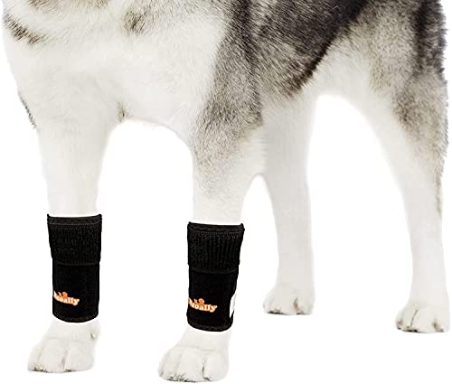 NeoAlly Dog Canine Front Leg Compression Braces Super Supportive with Metal Spring Strips to Stabilize Dog Front Leg Wrist Carpal, Prevents Leg Injuries & Sprains (L/XL Pair)