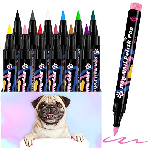 UQNAL Dog Nail Polish Pen - Dog Nail Polish Pens Quick Dry, Dog Safe Nail Polish 12 Matte Colors Set, Pets Nail Polish Set