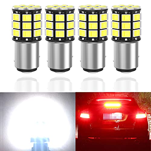Shuyee 1157 LED Bulb Variable Super Bright ,Upgraded 12-24V 33-SMD Chips 2057 2357 7528 BAY15D Light Bulb, Replacement for Tail Brake Lights, Turn Signal Lights, Parking Light (Pack of 4)