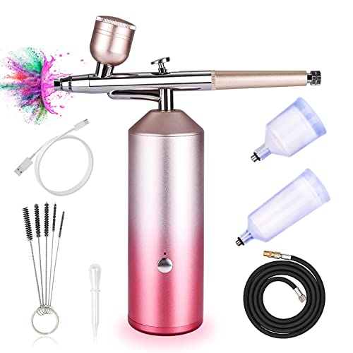 Rechargeable Airbrush Kit, Mini Spray Airbrush Kit with Compressor, Portable Makeup Airbrush Machine for Nails, Makeup, Cake Decorating, Painting, Makeup, Nails, Model, Gifts