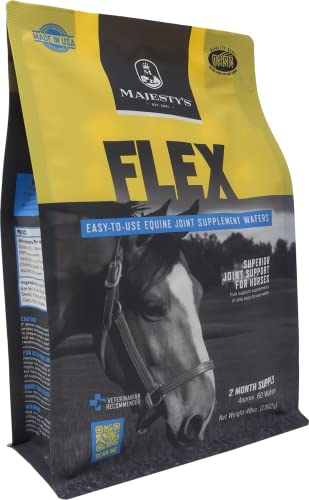 Majesty's Flex Wafers - Superior Horse / Equine Joint Support Supplement - Glucosamine, MSM, Chondroitin, Yucca, Vitamin C - 60 Count (2 Month Supply)