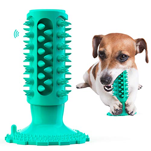 Dog Toothbrush Chew Toys,Dog Chew Toothbrush Toys,Puppy Dental Oral Care Brushing Toy, Natural Rubber Bite Resistant Dog Suction Cup Toy for Small Medium Large Dogs Pet