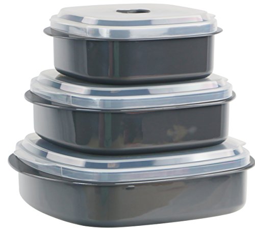 Reston Lloyd Microwave Cookware & Storage, Adjustable Vent on Lids Cookware Set, Multiple Sizes, Gray