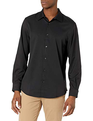 Perry Ellis Men's Long Sleeve Performance Total Stretch Shirt, Black, X-Large