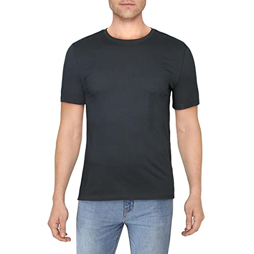 Perry Ellis Men's Stretch Pima Crew Neck Tee Shirt, black, Large