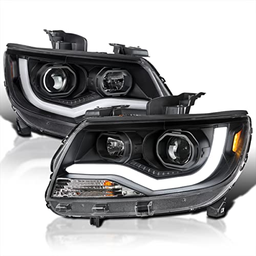 SPEC-D TUNING LED Light Bar Black Housing Clear Lens Projector Headlights Compatible with 2015-2020 Chevy Colorado, Left + Right Pair Headlamps Assembly