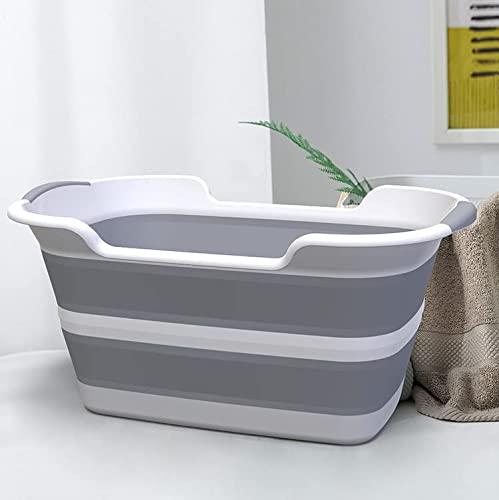 Cyanoe Collapsible Pet Bathtub with Water Drain Plug, Foldable Bathtub for Puppy Small Dogs Cats, Portable & Space Saving Design, BPA Free, 27L Capacity, Grey