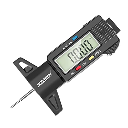GODESON Digital Tyre Tread Depth Gauge UK,0-25.4 Mm Inch Tyre Guage Digital with Large LCD Display and Tire Tread Depth Measuring Tool for Cars,Trucks,Moto