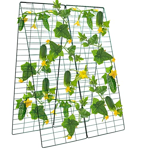 Kyrieval Cucumber Trellis 48 Inches Adjustable A Frame Trellis with 6 pcs Garden Staples for Climbing Plants Outdoor(1 Pack)