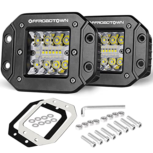 OFFROADTOWN Flush Mount LED Pods, 2pcs 5'' 78W Driving Lights LED Work Light Flush LED Light Bar Super Bright Fog Lights Off Road Lights for Truck UTV ATV SUV Boat 4x4 Car