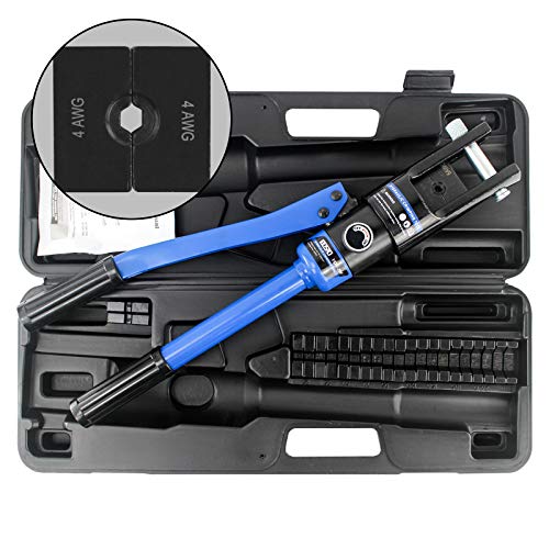 IBOSAD 16 Ton Hydraulic Cable Lug Crimper Crimping Tool Hydraulic Wire Crimper 6 AWG to 600 MCM Electrical Battery Terminal Cable Wire Tool Kit Wire,marked with AWG