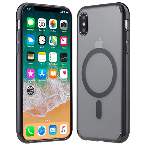 Tigowos Translucent Magnetic Phone Case for iPhone X/XS with MagSafe Wireless Charging Anti-Yellow Anti-Fingerprint Shockproof Protective Case for iPhone X/XS(5.8") Black