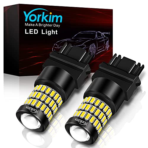 Yorkim 3157 Led Bulb White 3157 Led Reverse Lights Bulb with Projector 3056 3156 3057 4057 4157 T25 Led Bulbs replacement for Backup Reverse Light Tail Light Brake Light DRL, Pack of 2