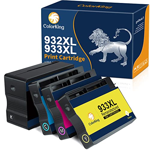 Colorking Compatible Ink Cartridge Replacement for HP 932XL 933XL 932 XL 933 XL for HP OfficeJet 6600 6700 6100 7110 7612 7510 7610 7620 Printer (Black, Cyan, Yellow, Magenta, 4 Combo Pack)